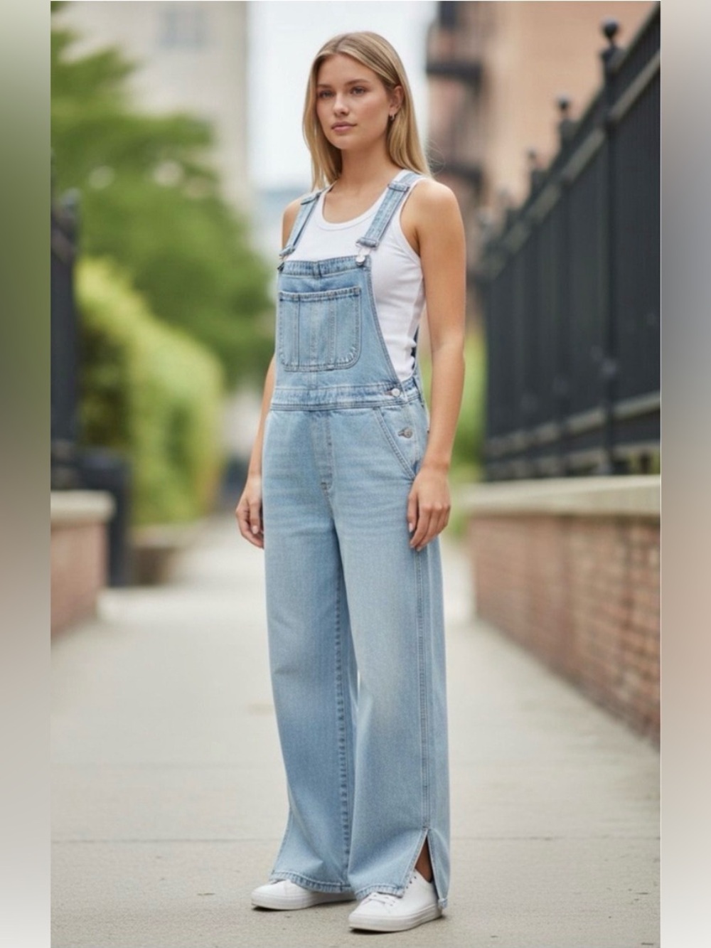 WeWoreWhat Light Wash Denim Overalls Medium